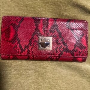 Valentino Garavani Red Snake Print Wallet